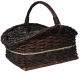 Wood basket wicker straight dark with bright fibers 
