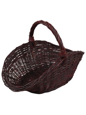 Wood basket wicker ovale dark