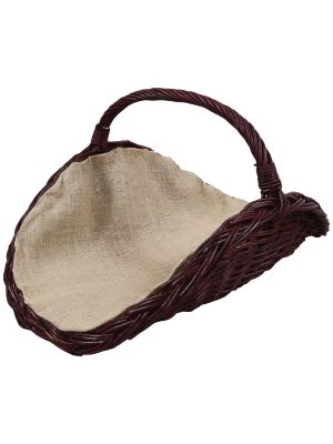 Wood basket wicker ovale dark wadded with jute